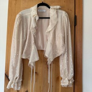 En Saison Cream Sequin Blouse